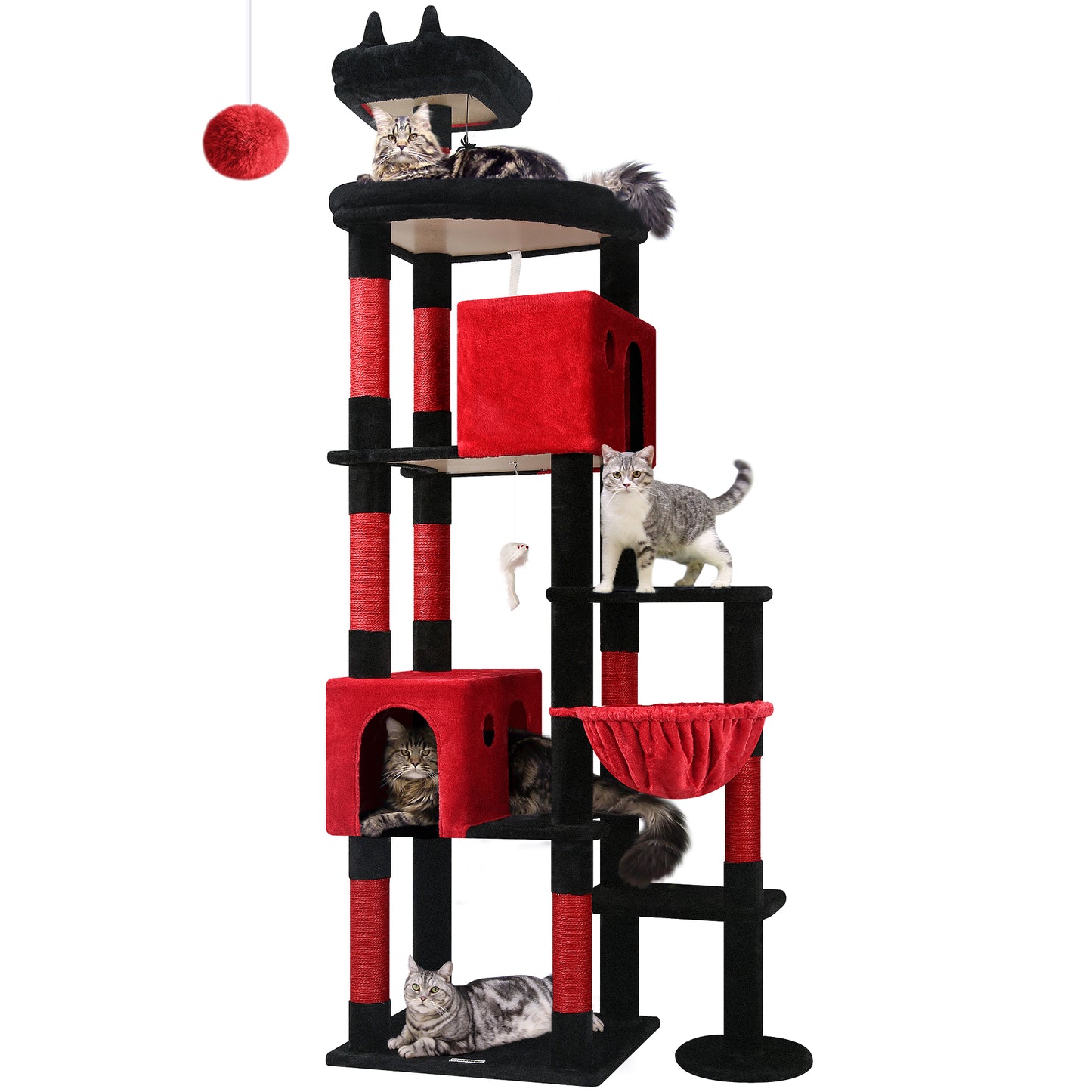 Globlazer Gohtic Giant Cat Tree, 83 inch Goth Cat Tree for Indoor Cats Large Adult, XXL Cat Tower with 9 Scratching Posts for 20lb+ Heavy Duty Large Adult Cats, F83, Blood-Goth