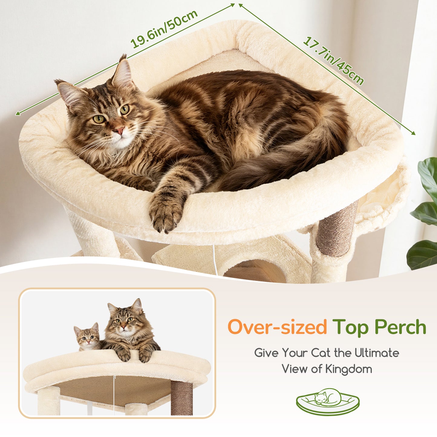 Globlazer Extra Tall Large Cat Tree, 84in Multi-Level Cat Climbing Tower for Indoor Cats Large Adult, Widened Condo with Scratch Board, 7 Scratching Posts, Padded Perch, Metal Basket, S84E, Beige