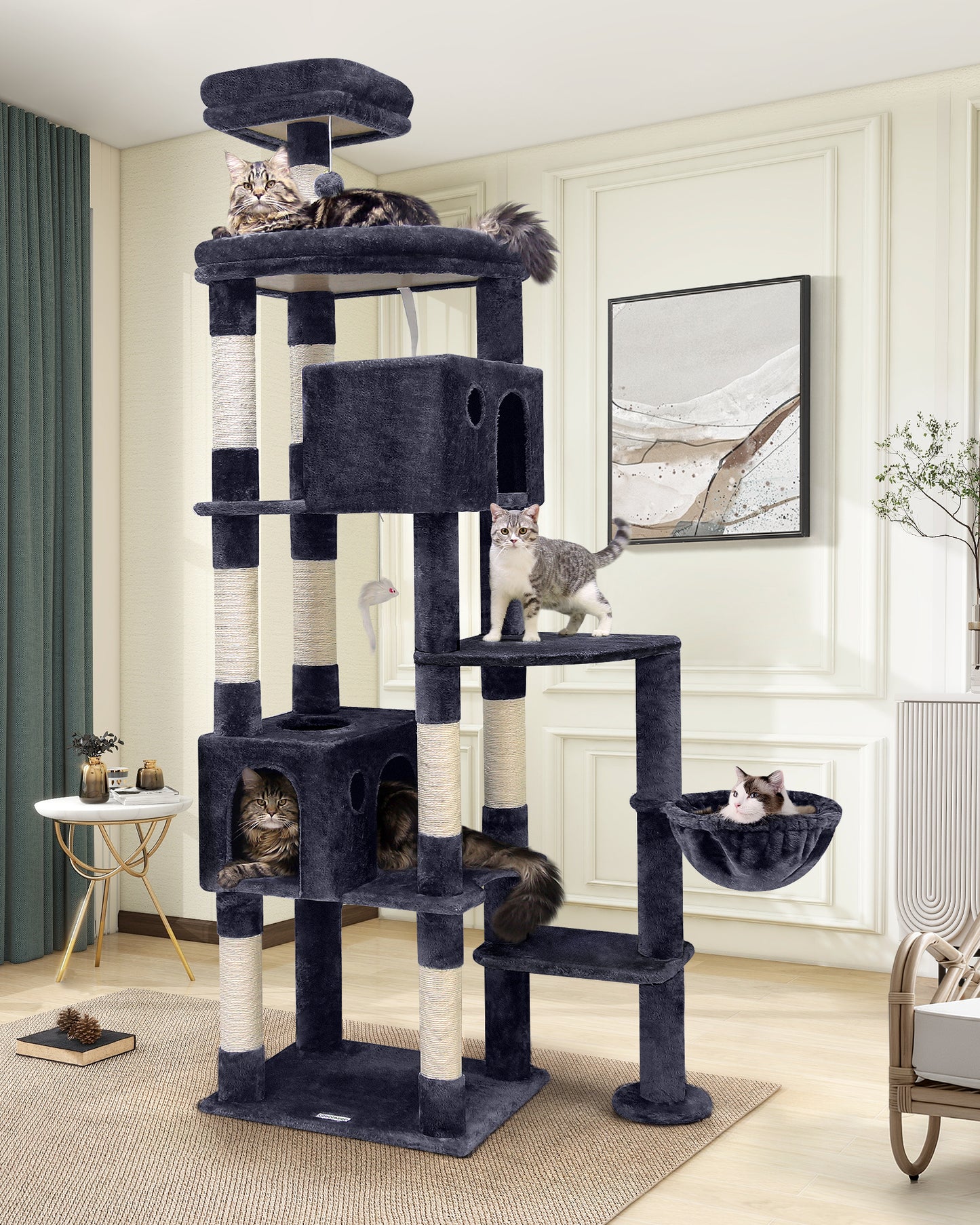 Globlazer Giant Cat Tree, 83 inch Cat Tree for Indoor Cats Large Big Adult, XXL Cat Tower with 9 Scratching Posts for 20lb+ Heavy Duty Large Adult Cats, F83, Dark Grey