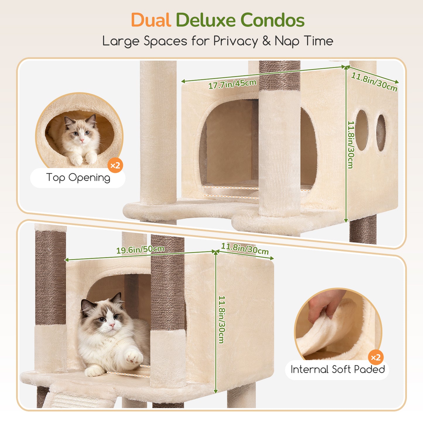 Globlazer Extra Tall Large Cat Tree, 84in Multi-Level Cat Climbing Tower for Indoor Cats Large Adult, Widened Condo with Scratch Board, 7 Scratching Posts, Padded Perch, Metal Basket, S84E, Beige