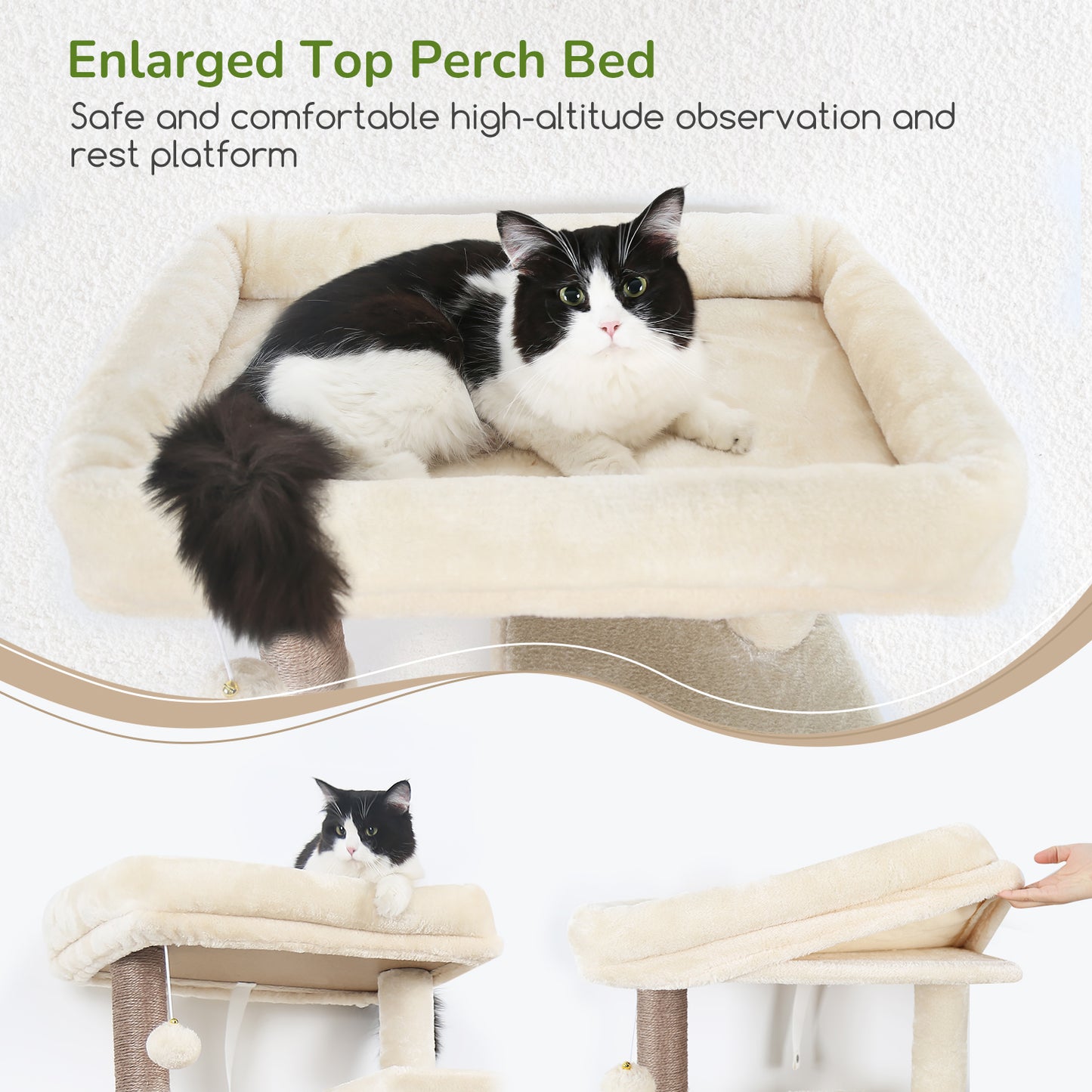 Globlazer Heavy Duty Cat Tree, 70 inch Sturdy Cat Tree for Indoor Cats Extra Large Cat Tower with Scratching Post, Hammock, Cat Condo for Adult Cats Kittens, F70 Pro, Beige