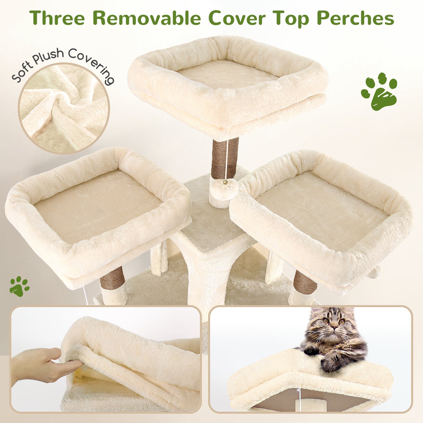 Globlazer Big Cat Tower for Indoor Cats, 80inch Cat Tower for Multiple Adult Cats XXL Cat Tree with 9 Scratching Posts, Hammock, 3 Perches, 2 Condos, 2 Hanging Basket, F80, Beige