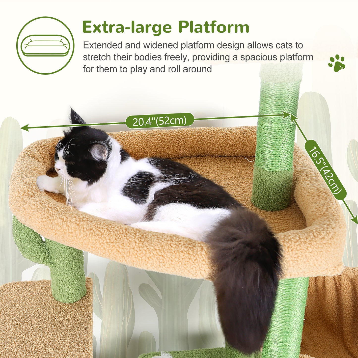 Globlazer Sturdy Cat Tree, 68-inch Large Cat Tower for Indoor Adult Cats 20 lbs Heavy Duty Cat Tree for Big Cats with Extra Large Platform, 5 Scratching Post, S68, Green