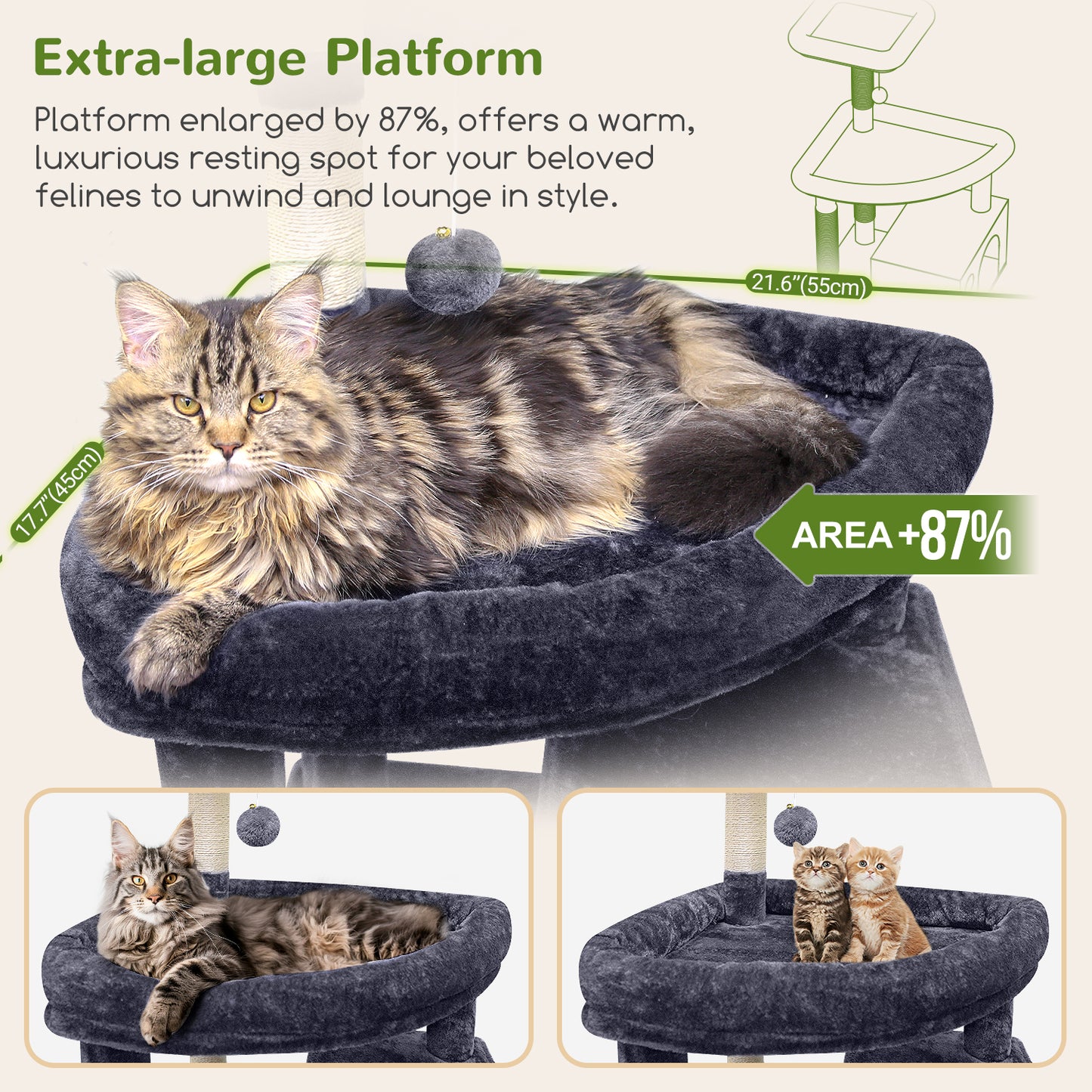 Globlazer Giant Cat Tree, 83 inch Cat Tree for Indoor Cats Large Big Adult, XXL Cat Tower with 9 Scratching Posts for 20lb+ Heavy Duty Large Adult Cats, F83, Dark Grey