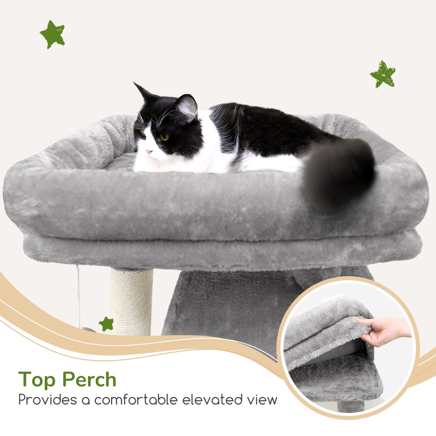 Globlazer Heavy Duty Cat Tree, 70 inch Sturdy Cat Tree for Indoor Cats Extra Large Cat Tower with Scratching Post, Hammock, Cat Condo for Adult Cats Kittens, F70 Pro, Light Grey