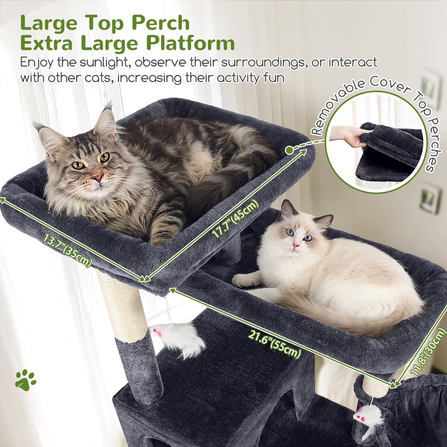 Globlazer Heavy Duty Cat Tree, 81 inch Extra Large Cat Tree for Indoor Cats Large Adult, Sturdy Cat Tower with 8 Scratching Post, 2 Cat Condos, 2 Platform, S81C, Dark Grey