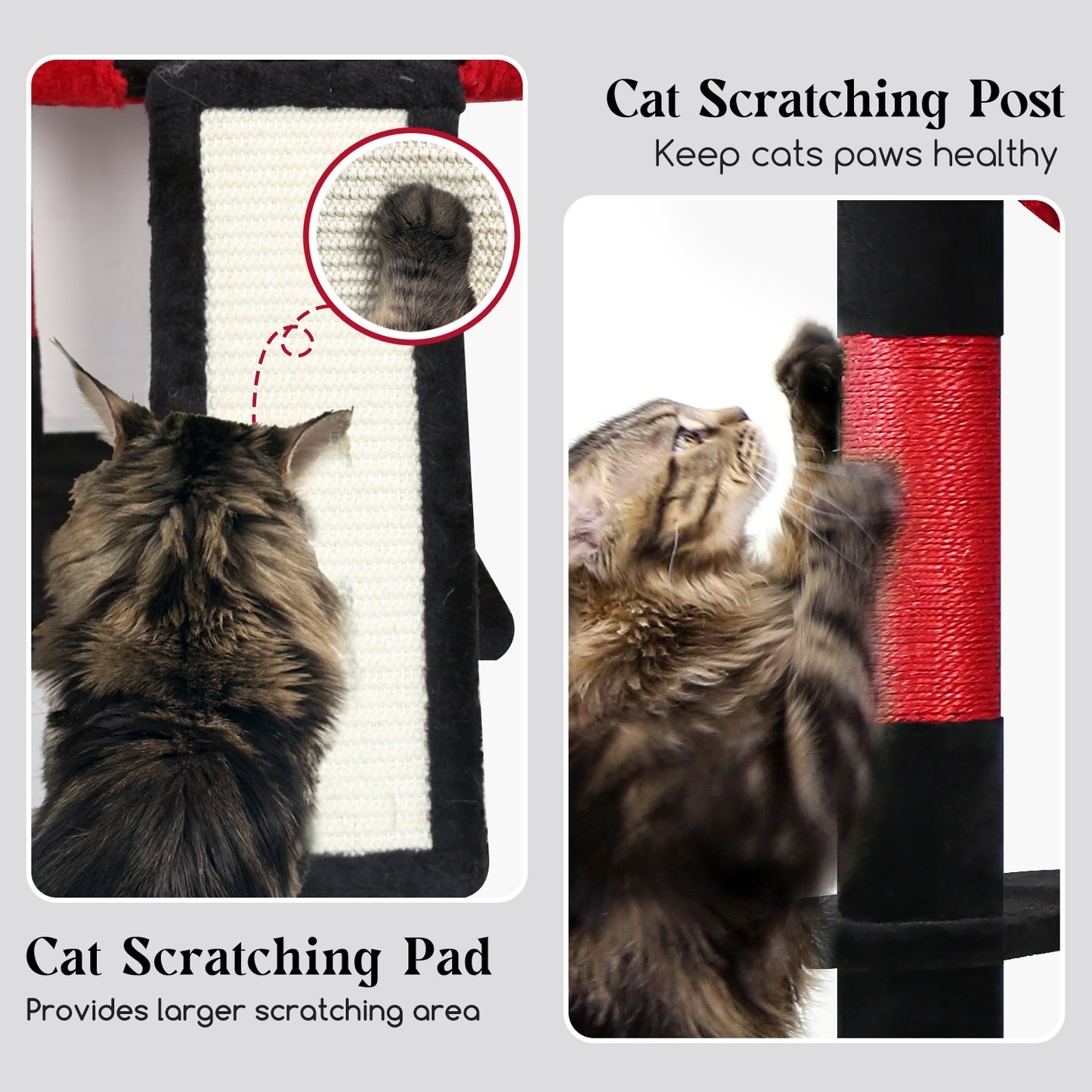 Globlazer Gothic Heavy Duty Cat Tree, 70in Tall Sturdy Goth Cat Tree for Indoor Cats Extra Large Cat Tower with Scratching Post, Cat Condos for Adult Cats Kittens, Hammock, Perch, F70 Pro, Red Black