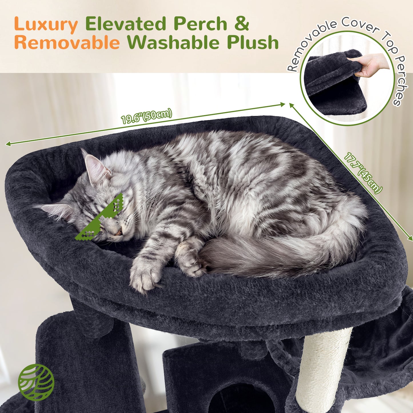 Globlazer Cat Tower for Large Cats, 81 inch Cat Tree for Indoor Cats Large Adult, Tall Cat Tower with 2 Condos, 2 Baskets, Hammock, Large Perch, 8 Sisal Posts, Scratching Board, S81G, Dark Grey