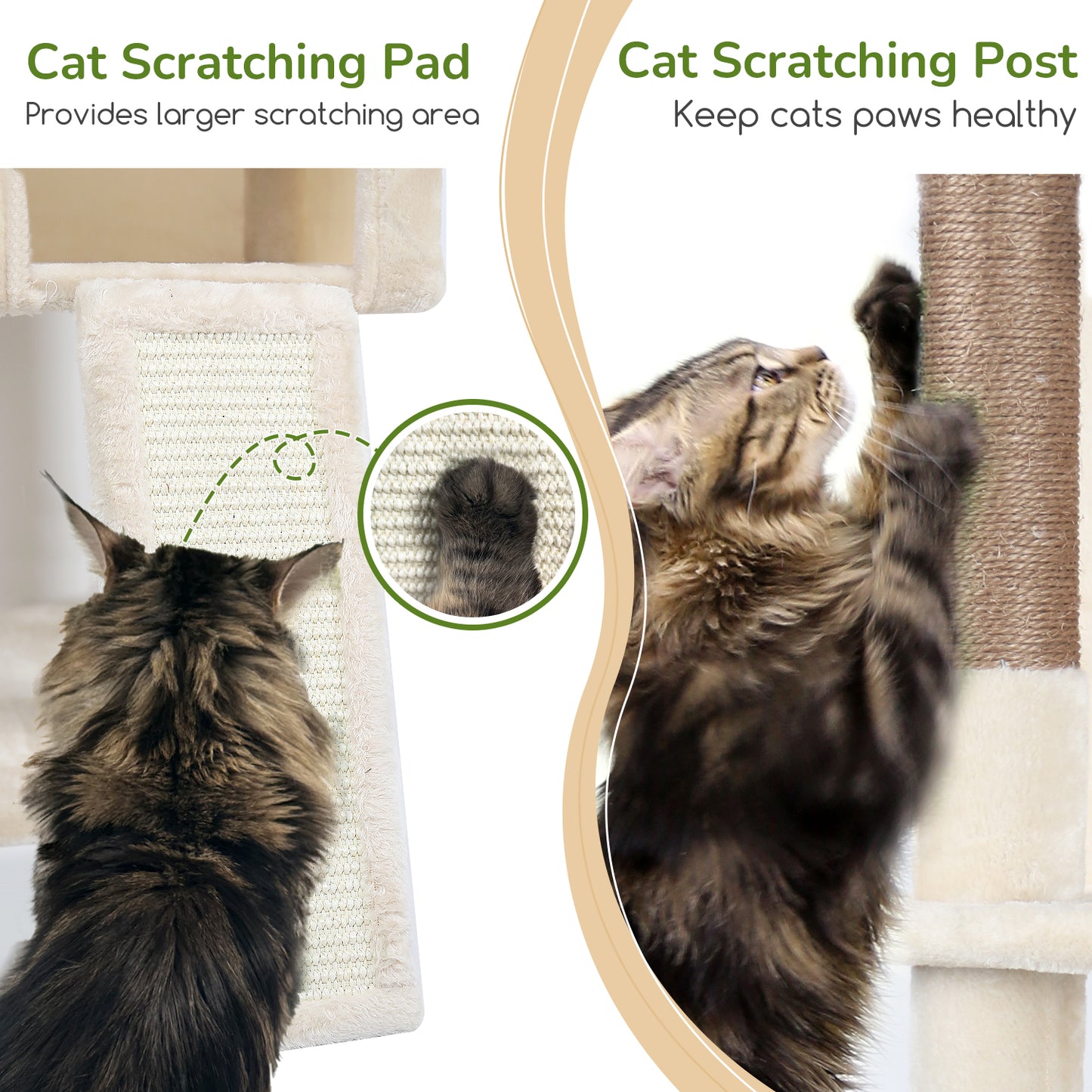 Globlazer Heavy Duty Cat Tree, 70 inch Sturdy Cat Tree for Indoor Cats Extra Large Cat Tower with Scratching Post, Hammock, Cat Condo for Adult Cats Kittens, F70 Pro, Beige