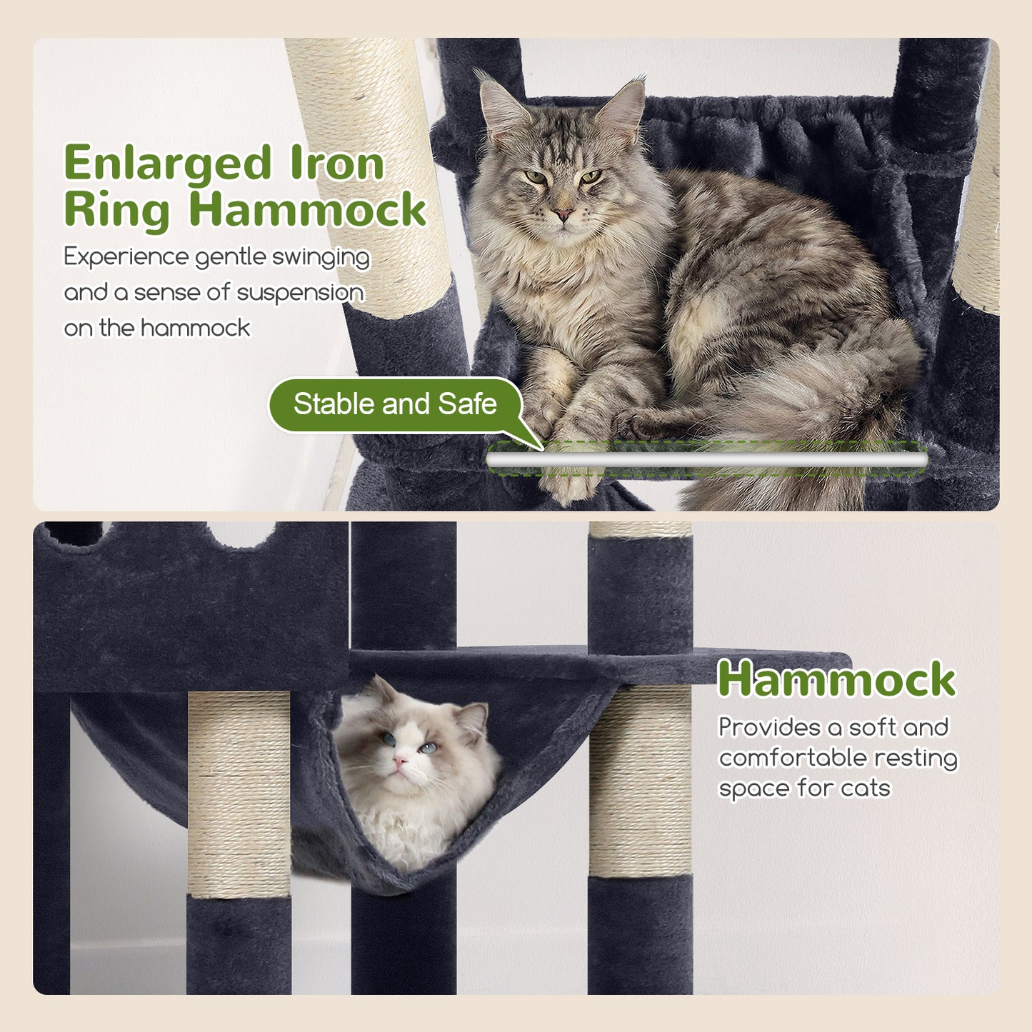Globlazer Multi-Level Tall Cat Tower 83 inch Sturdy Extra Large Heavy Duty Cat Tree for Indoor Large Adult Cats Kittens with 2 Cat Condo, 8 Scratching Post, 2 Hammock, S83G, Dark Grey