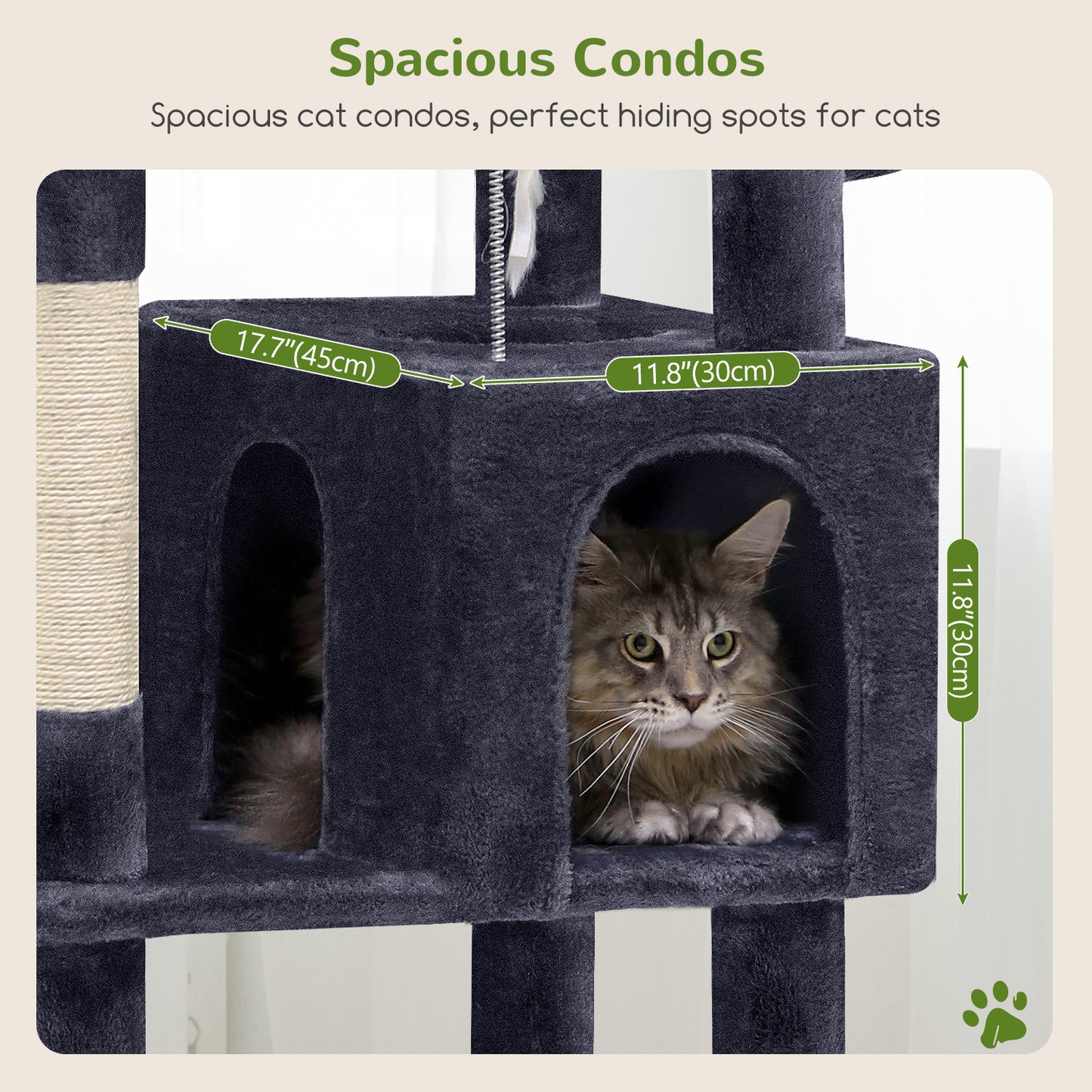 Globlazer Sturdy Cat Tree, 68-inch Large Cat Tower for Indoor Adult Cats 20 lbs Heavy Duty Cat Tree for Big Cats with Extra Large Platform, 5 Scratching Post, S68, Dark Grey