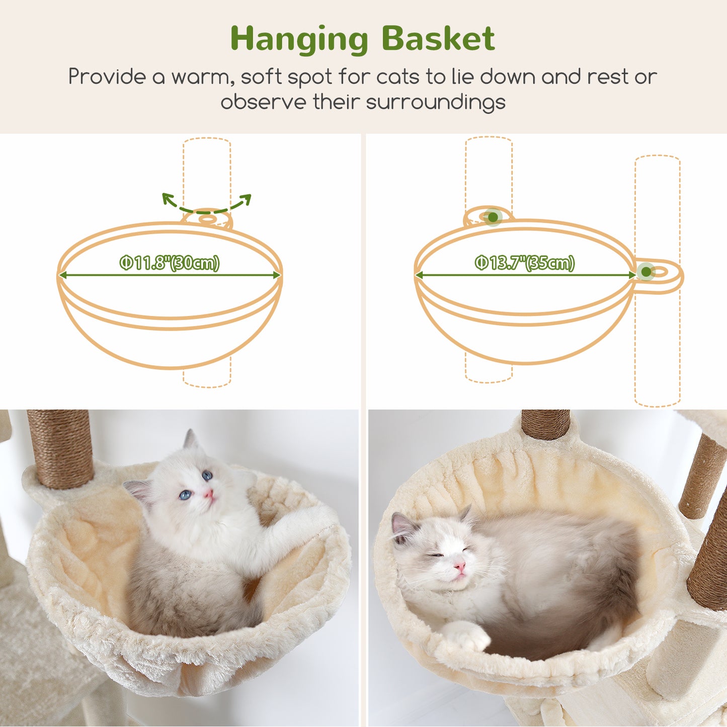 Globlazer Heavy Duty Cat Tree, 81 inch Extra Large Cat Tree for Indoor Cats Large Adult, Sturdy Cat Tower with 8 Scratching Post, 2 Cat Condos, 2 Platform, S81C, Beige