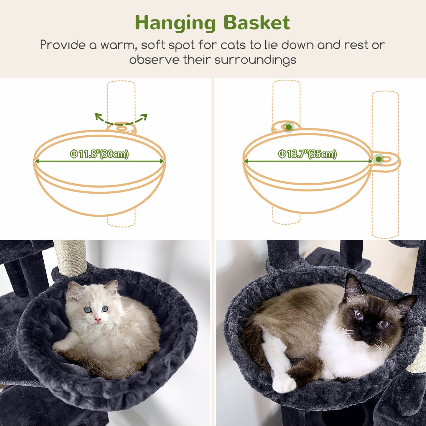 Globlazer Heavy Duty Cat Tree, 81 inch Extra Large Cat Tree for Indoor Cats Large Adult, Sturdy Cat Tower with 8 Scratching Post, 2 Cat Condos, 2 Platform, S81C, Dark Grey