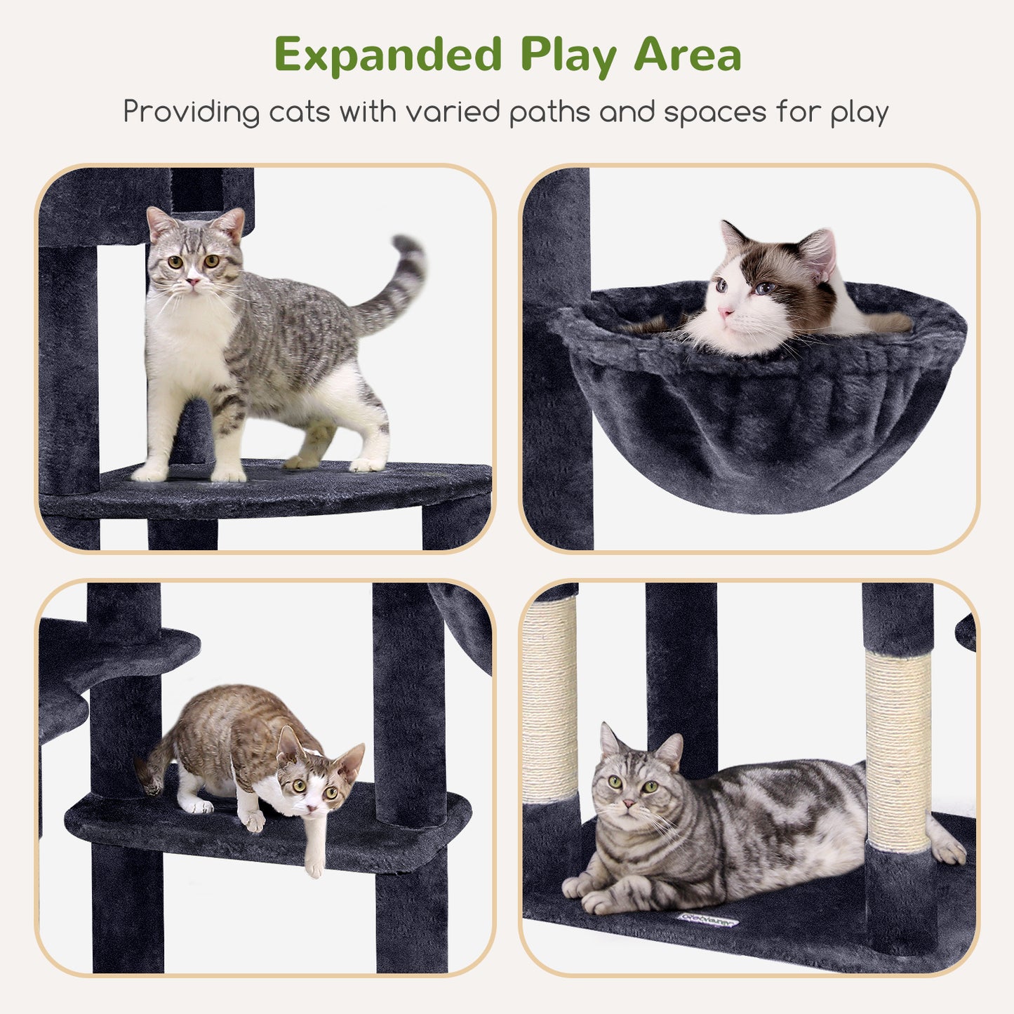 Globlazer Giant Cat Tree, 83 inch Cat Tree for Indoor Cats Large Big Adult, XXL Cat Tower with 9 Scratching Posts for 20lb+ Heavy Duty Large Adult Cats, F83, Dark Grey