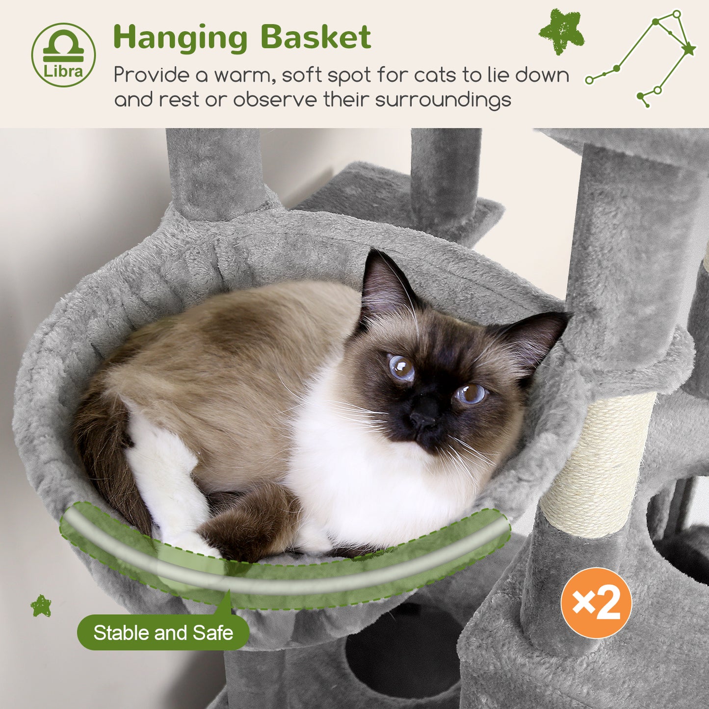 Globlazer Heavy Duty Cat Tree 78 inch Sturdy Cat Tower for 20lbs Large Adult Cats, Symmetrical Aesthetic Big Cat Tree with Extra Large Platform, 2 Scratching Boards, Z78, Light Grey