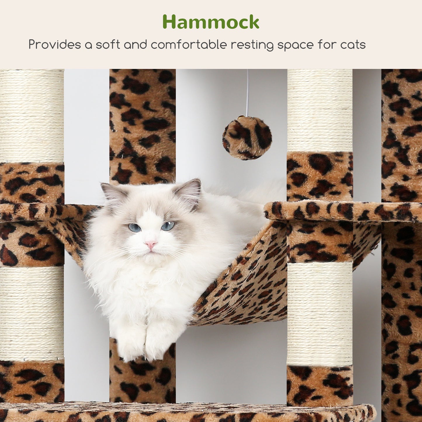 Globlazer XXL Giant Cat Tree, 83 Inch Heavy Duty Tall Cat Tower for Indoor Cats Large Adult, Multi-Level Large Cat Condo with 8 Scratching Posts, Hammock, 2 Cat Caves, 2 Platform, F83B, Leopard Print