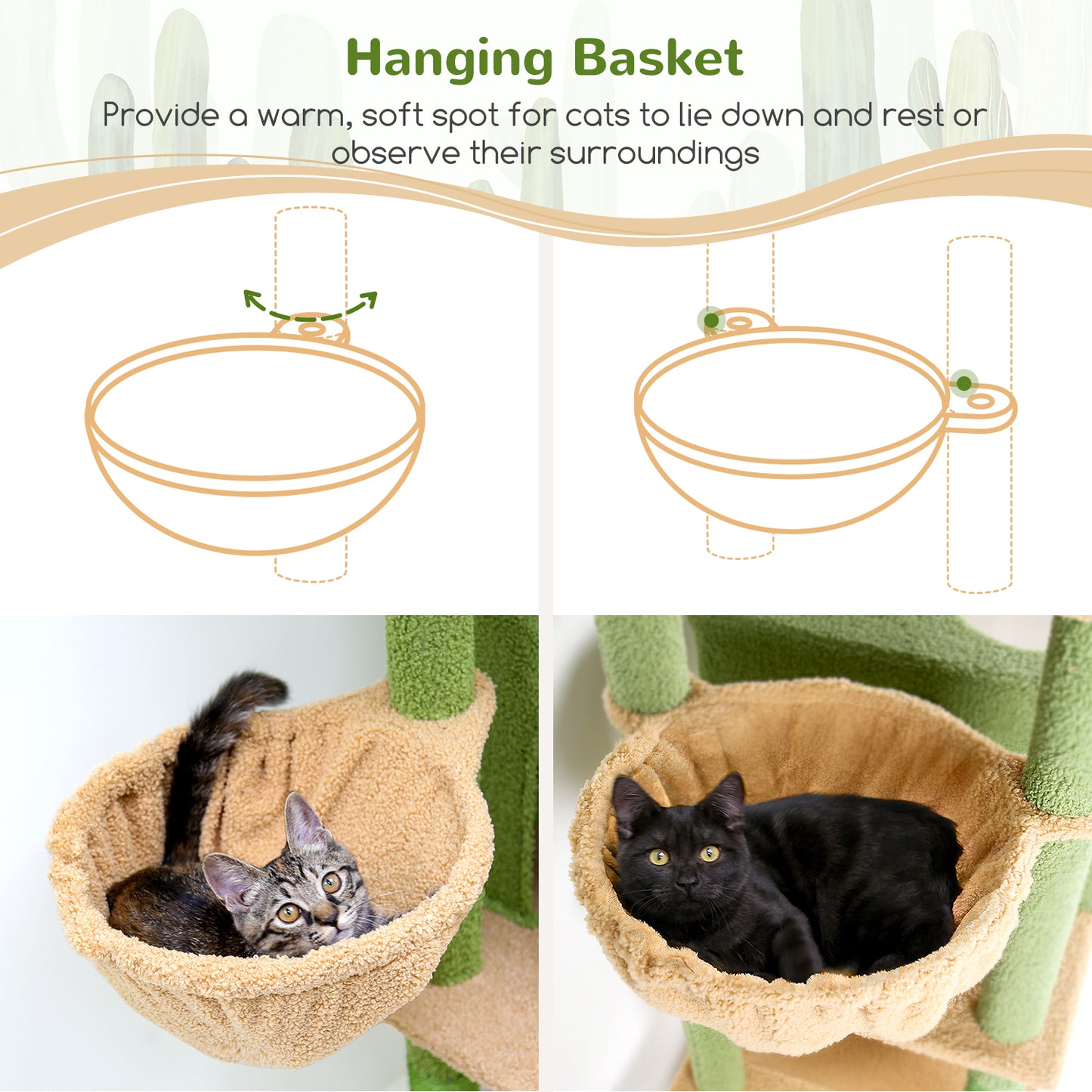 Globlazer Sturdy Cat Tree, 68-inch Large Cat Tower for Indoor Adult Cats 20 lbs Heavy Duty Cat Tree for Big Cats with Extra Large Platform, 5 Scratching Post, S68, Green