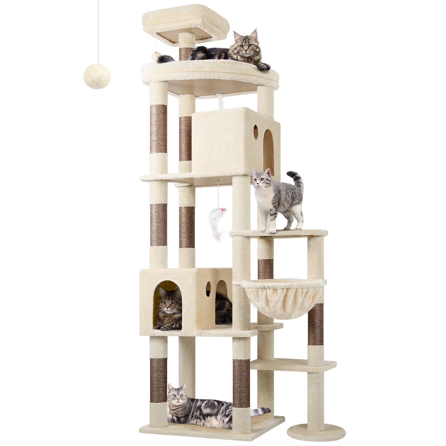 Globlazer Giant Cat Tree, 83 inch Cat Tree for Indoor Cats Large Adult, XXL Cat Tower with 9 Scratching Posts for 20lb+ Heavy Duty Large Adult Cats, F83, Beige