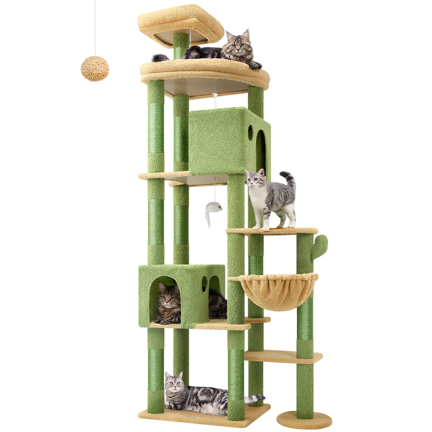 Globlazer Giant Cactus Cat Tree, 83 inch Cat Tree for Indoor Cats Large Big Adult, XXL Cactus Cat Tower with 9 Scratching Posts for 20lb+ Heavy Duty Large Adult Cats, F83, Green