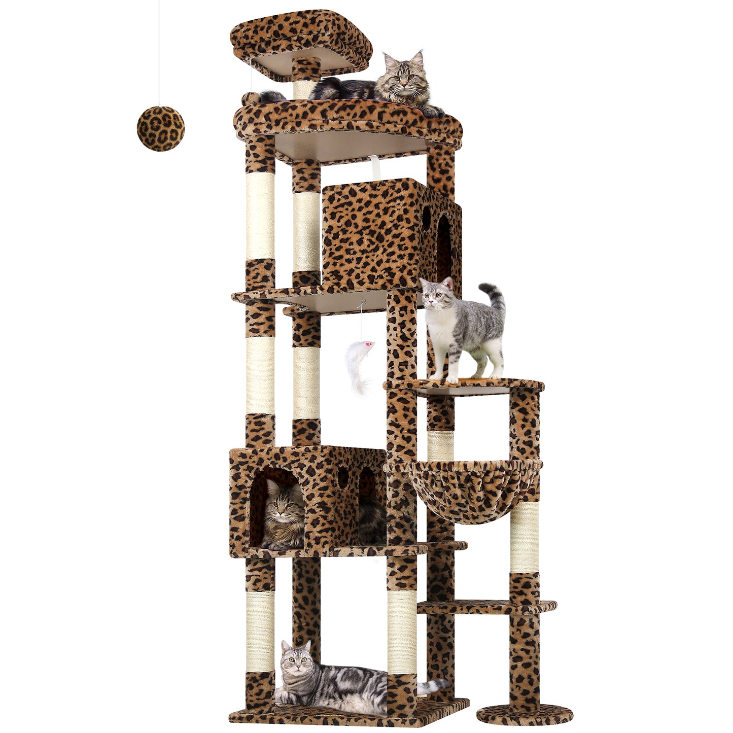 Globlazer Giant Cat Tree, 83 inch Cat Tree for Indoor Cats Large Adult, XXL Cat Tower with 9 Scratching Posts for 20lb+ Heavy Duty Large Adult Cats, F83, Leopard Print